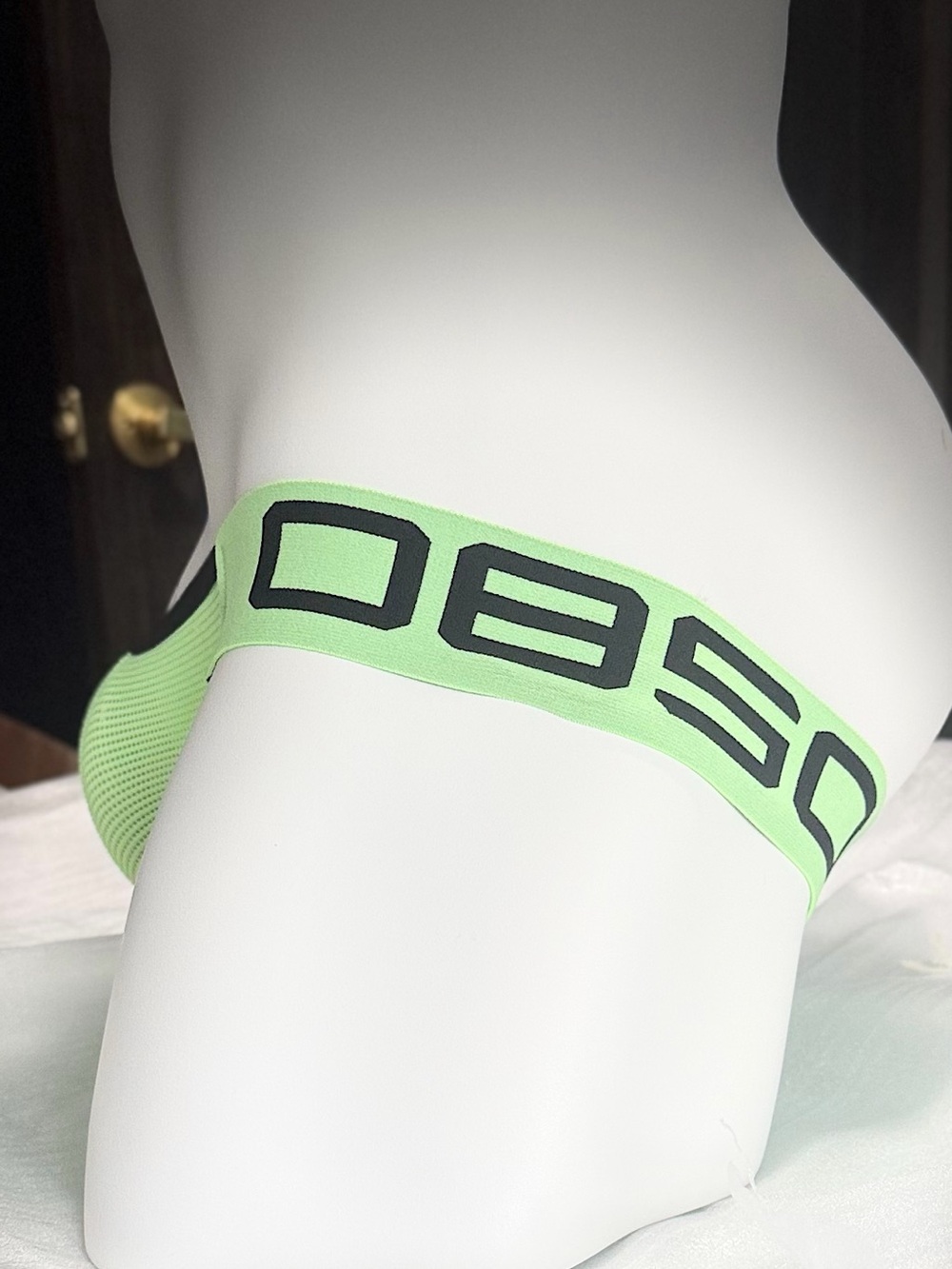 Men’s Neon Green Jockstrap Brief with Black Trim - Picture 2 of 6